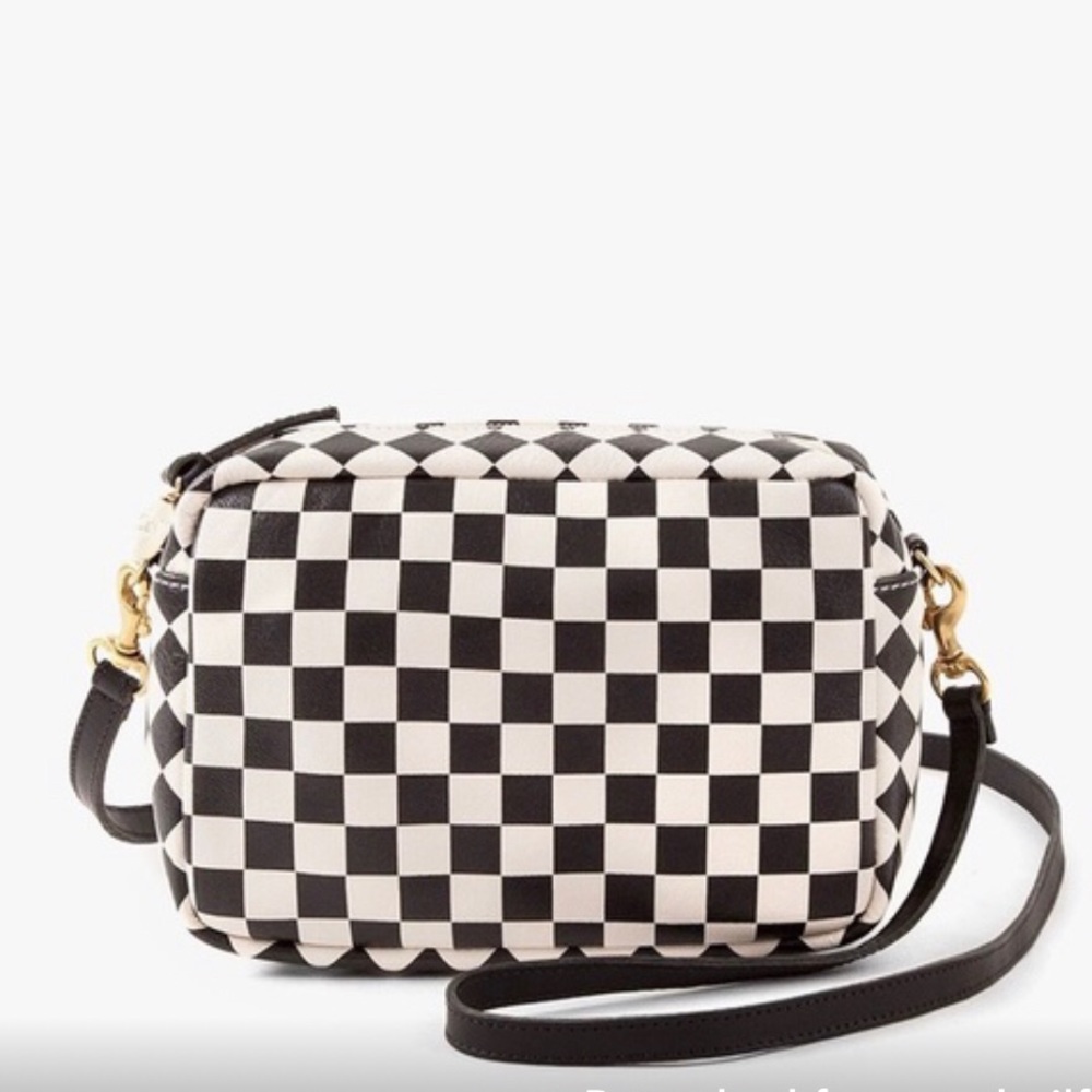 Clare V. Checkered midi sac crossbody bag.